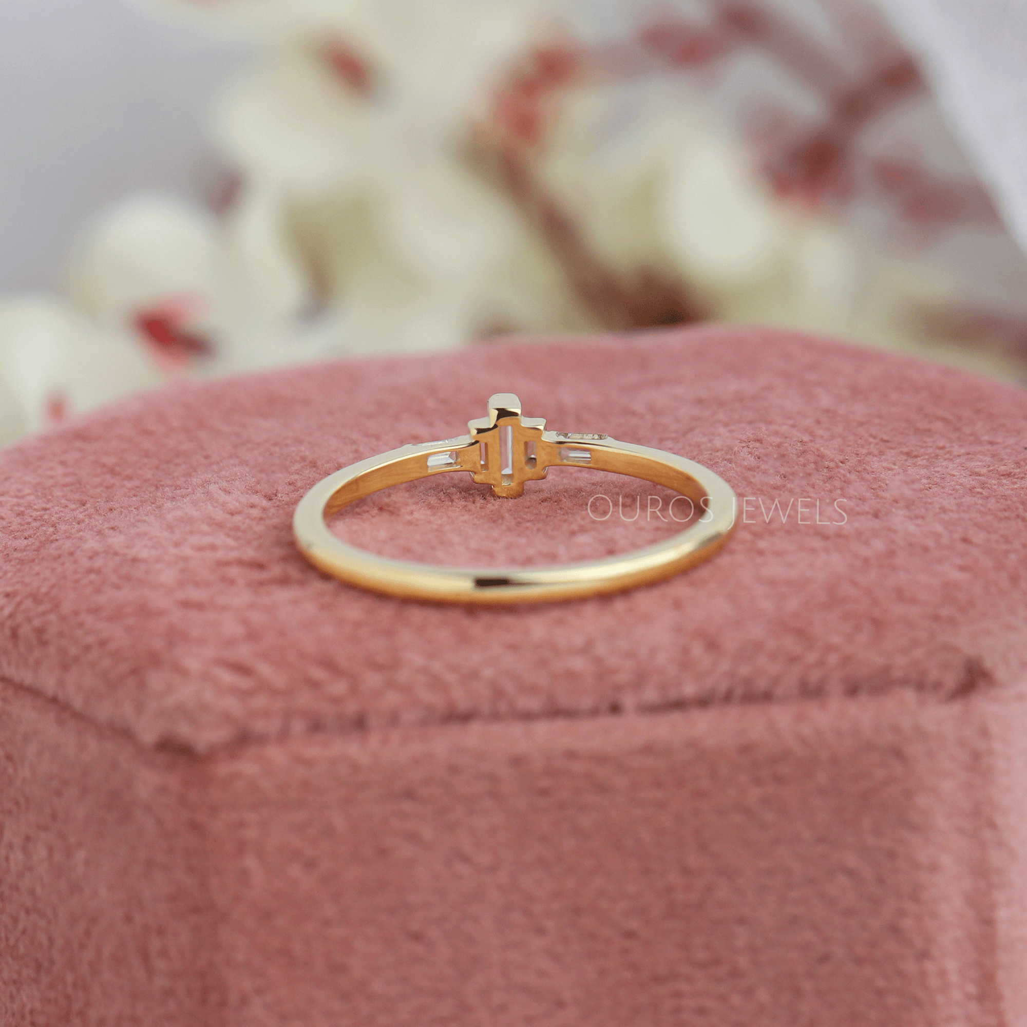 Baguette Cut Lab Diamond Dainty Ring