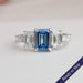 Blue Emerald Lab Grown Diamond Engagement Ring In 14k White gold