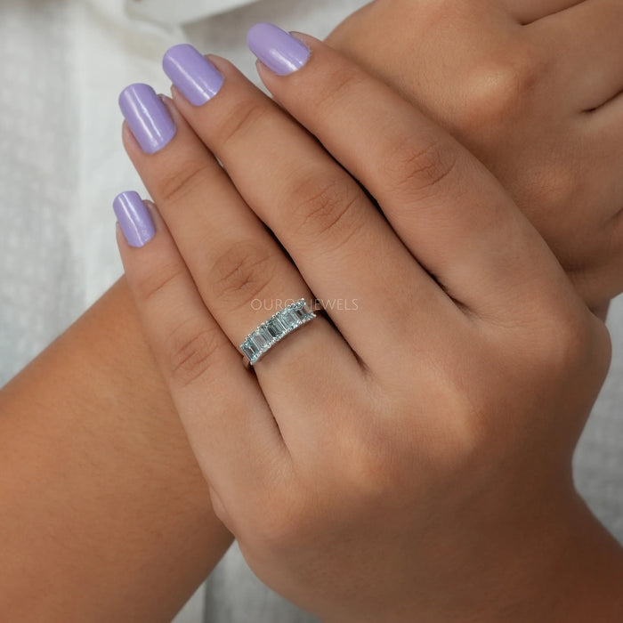 [Emerald Cut 5 Stone Ring]-[Ouros Jewels]