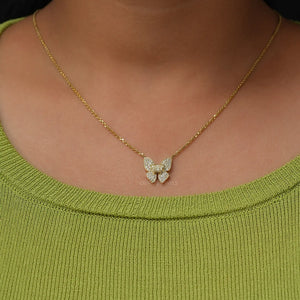 yellow gold butterfly diamond pendant