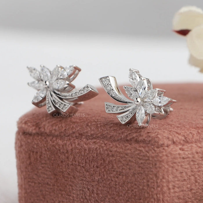 Marquise-Cut Cluster Diamond Earrings 