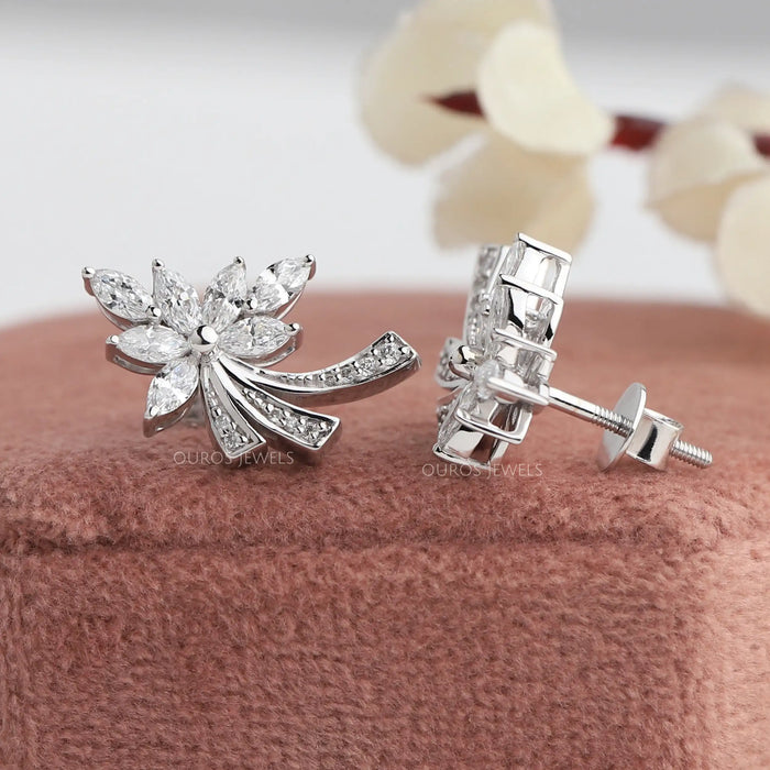 Marquise-Cut Cluster Diamond Earrings 