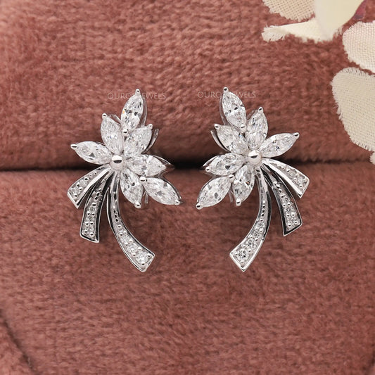 Marquise-Cut Cluster Diamond Earrings Earring