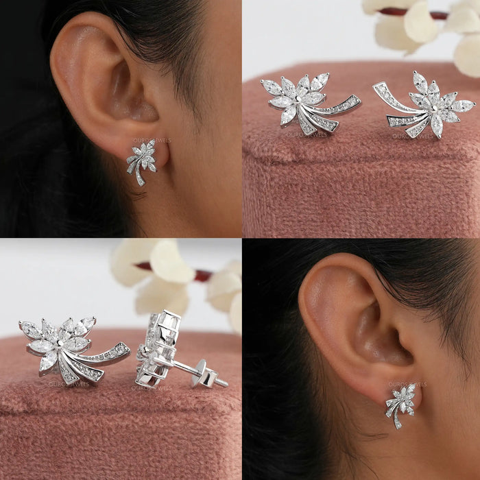 Marquise-Cut Cluster Diamond Earrings 