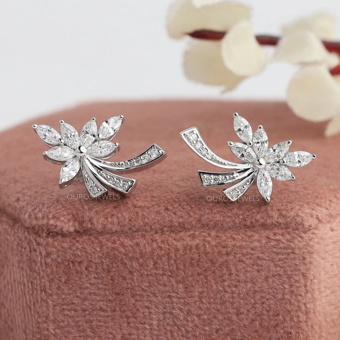 Marquise-Cut Cluster Diamond Earrings 