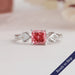 Pink Cushion Cut Lab Grown Diamond Three-Stone Engagement Ring In 14k White Gold 