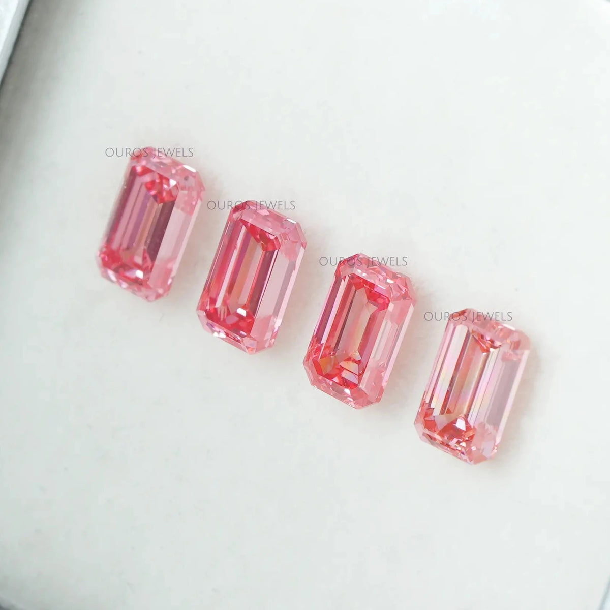 0.76 Carat Each Pink Emerald Cut Lab Grown Diamond Loose
