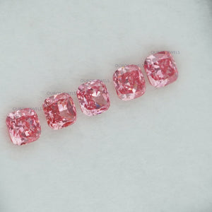 0.42 Carat Each Pink Cushion Cut Lab Grown Diamond