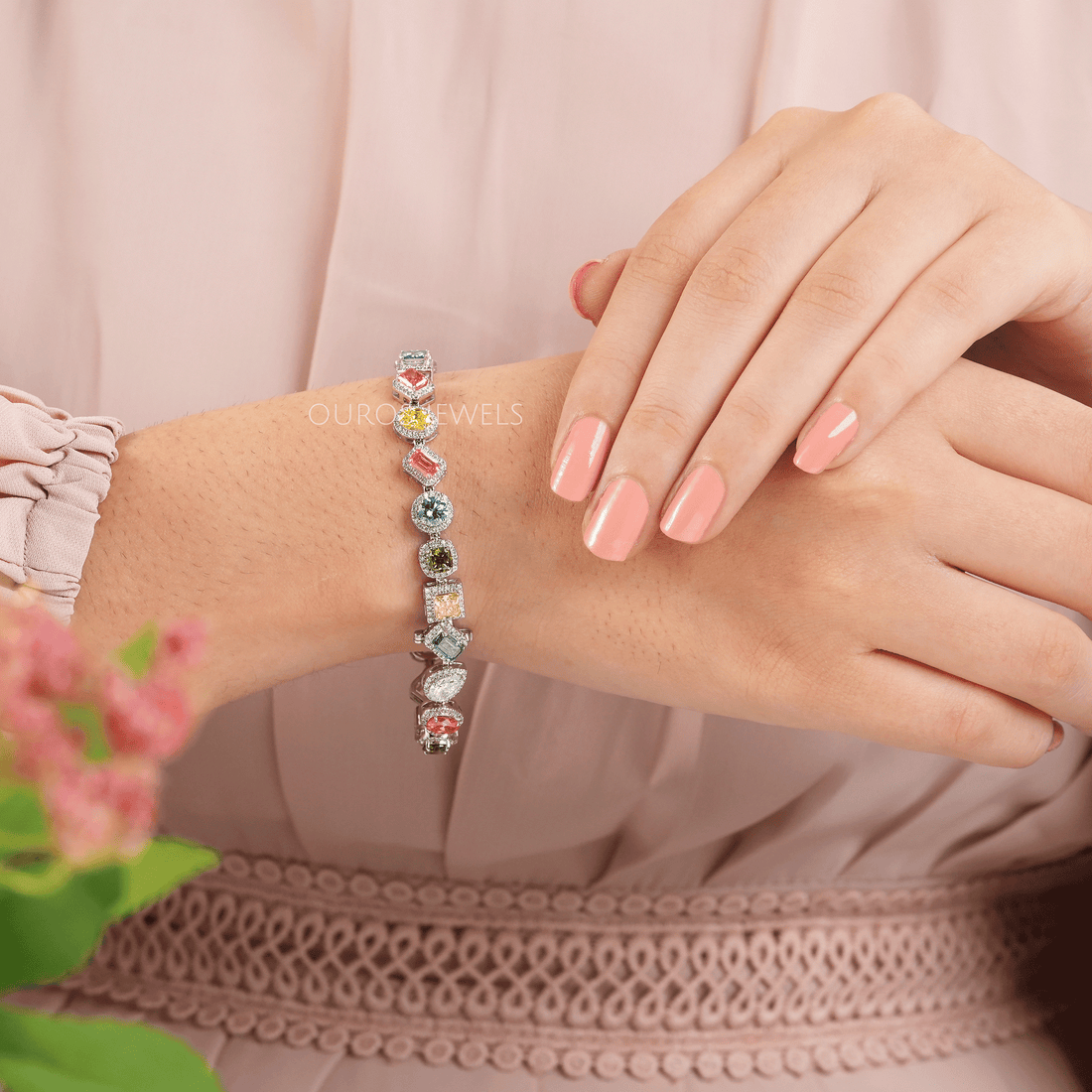 Multi Shape Halo Diamond Bracelet