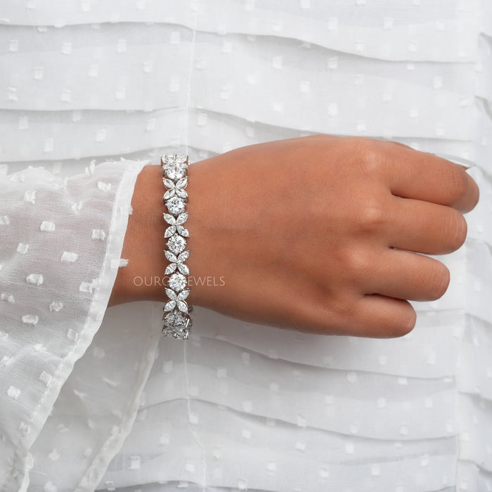 Marquise and Round Lab Diamond Bracelet