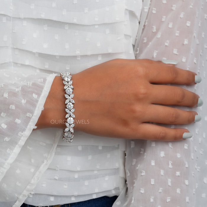 Marquise and Round Lab Diamond Bracelet