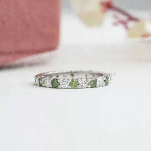 [Green Round Diamond Wedding Band]-[Ouros Jewels]