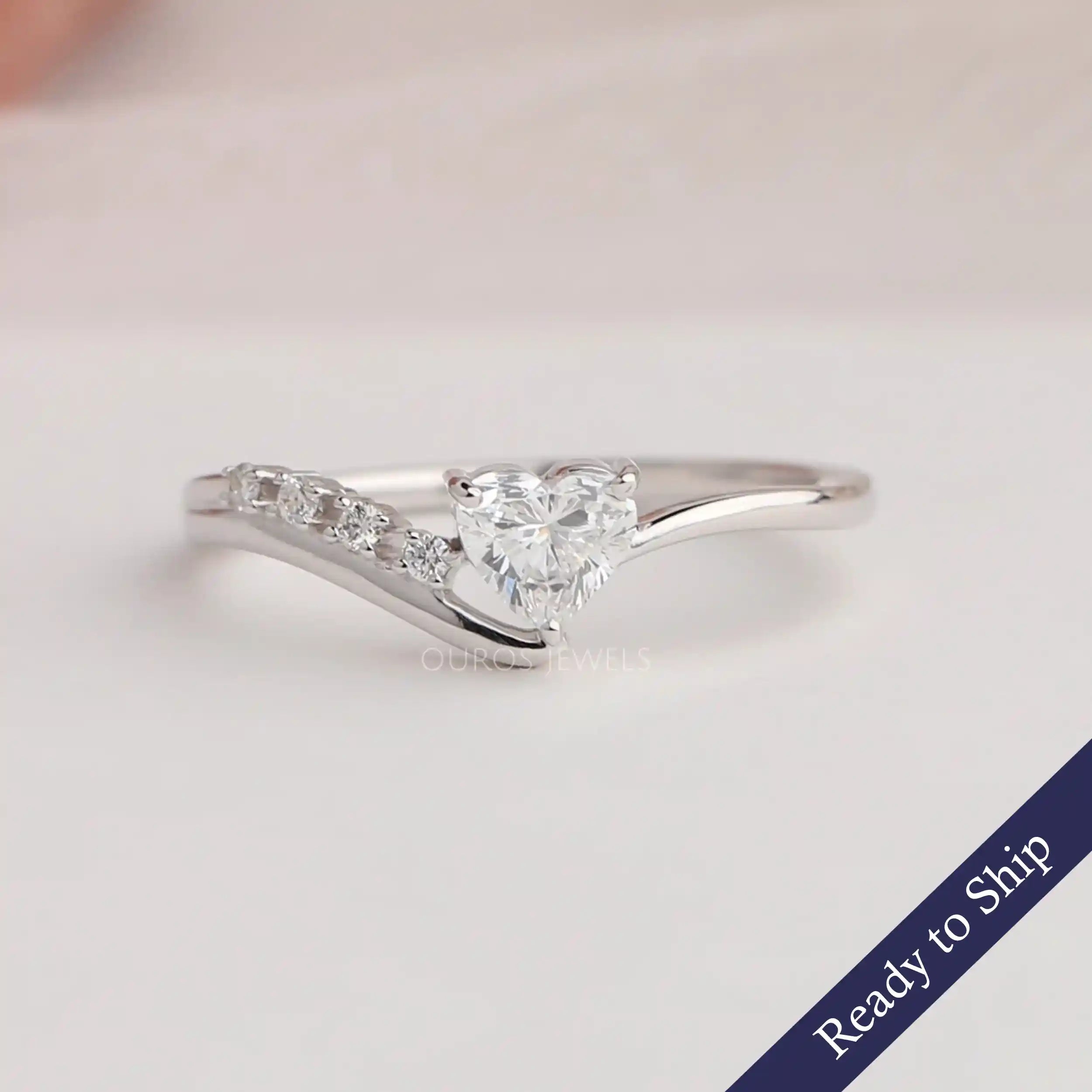 Heart Cut Accent Diamond Dainty Ring