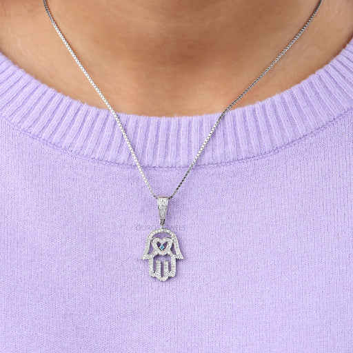 Hand of Hamsa Shape Lab Diamond Necklace