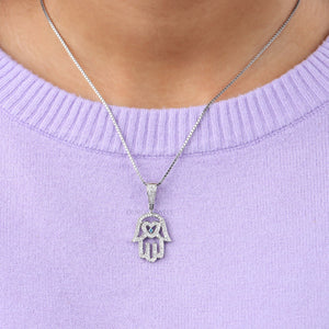 Hand of Hamsa Shape Lab Diamond Necklace