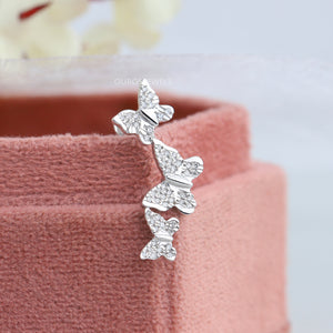 [Butterfly Cut Diamond Drop Earrings]-[Ouros Jewels]