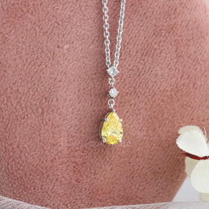 three stone yellow pear diamond pendant