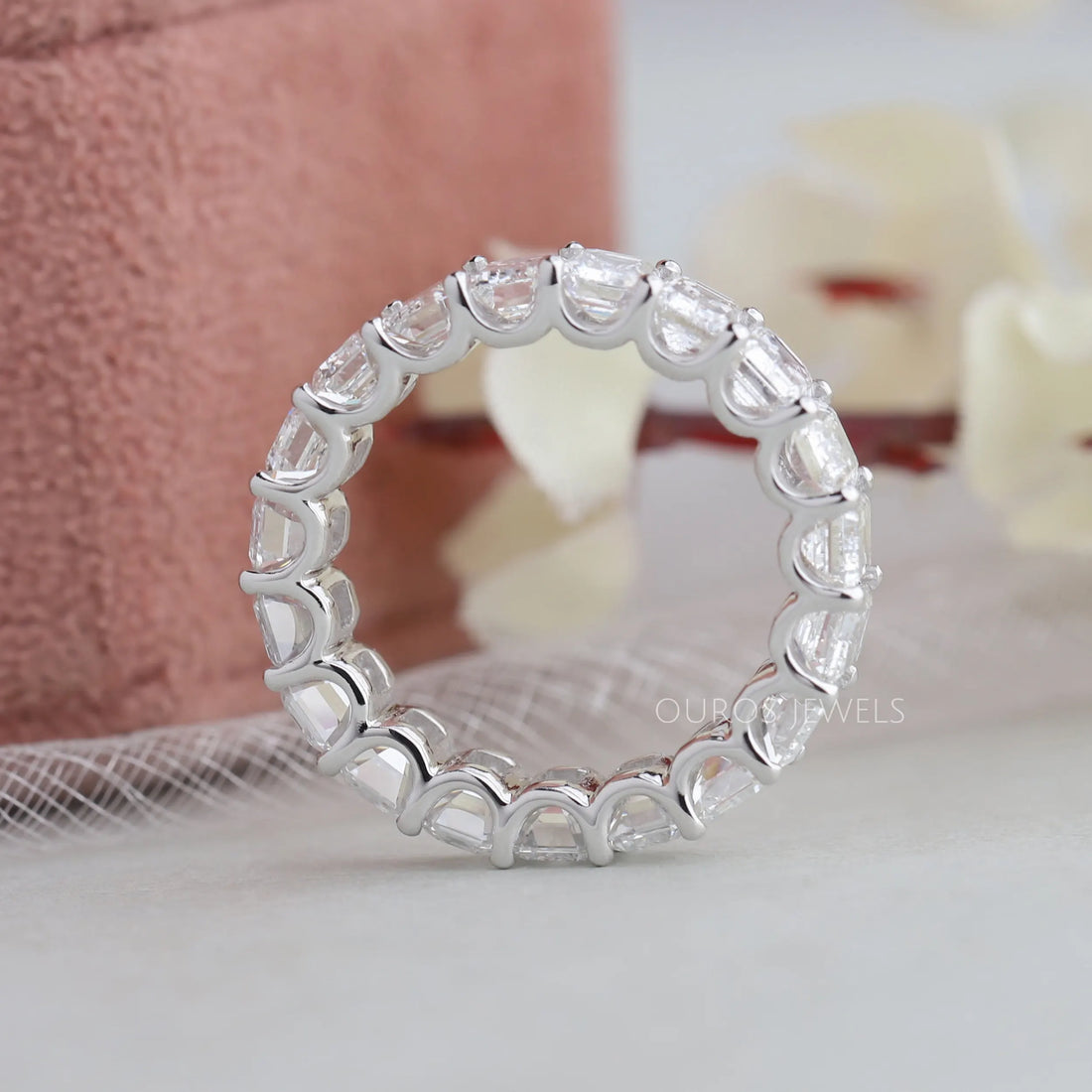 Emerald Cut Lab Diamond Full Eternity Wedding Band