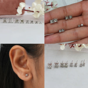 [Lab Created Diamond Earrings Screw Back]-[Ouros Jewels]