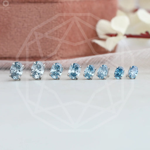 [Oval Shaped Diamond Stud Earrings]-[Ouros Jewels]