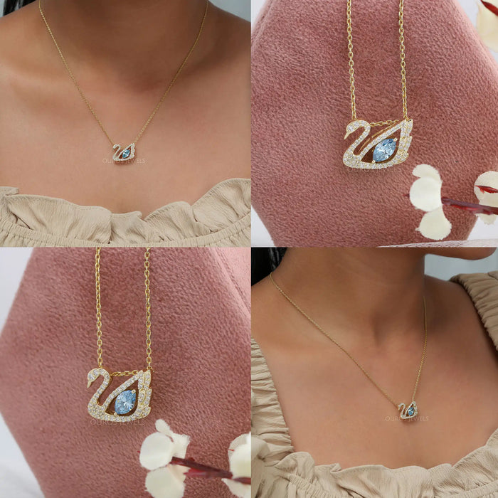Blue Diamond Swan Necklace