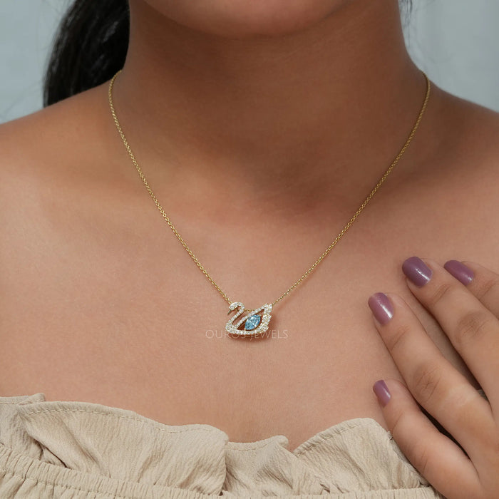  Marquise diamond swan pendant