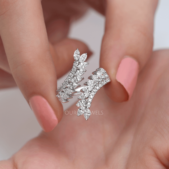 Marquise Cut Diamond Leaf Bypass Ring