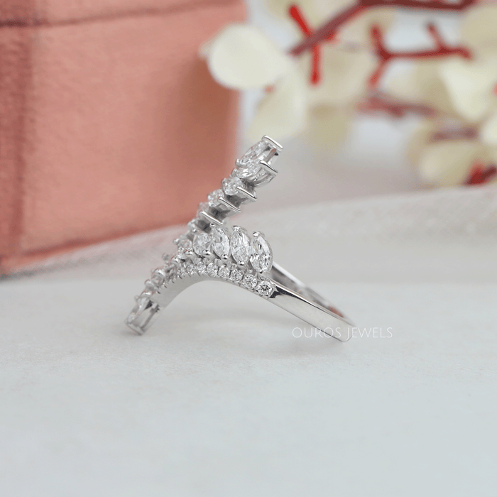 Marquise Cut Diamond Leaf Bypass Ring