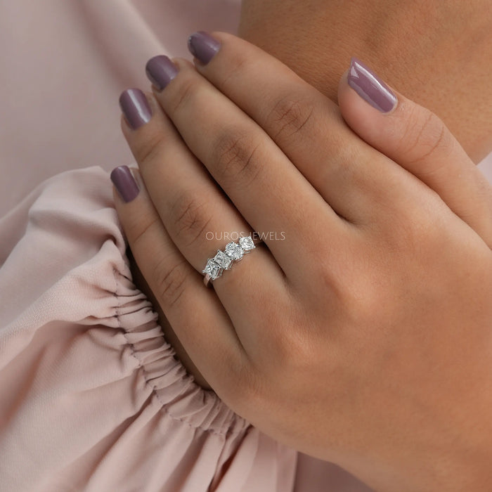 In finger look of Princess and oval lab created diamond multi shape eternity band