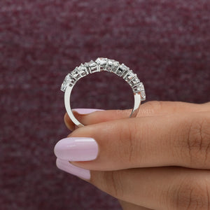 Stunning 14k white gold multi shape diamond anniversary band