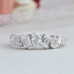 [Pear & Emerald Cut Multi Shape Diamond Eternity Band]-[Ouros Jewels]