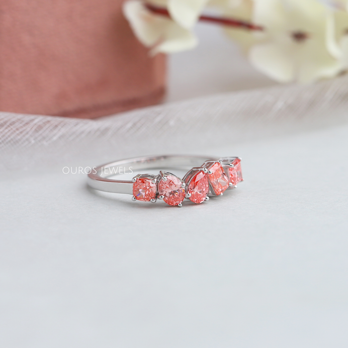 [Side Looks of Pink Diamond Wedding Band]-[Ouros Jewels]