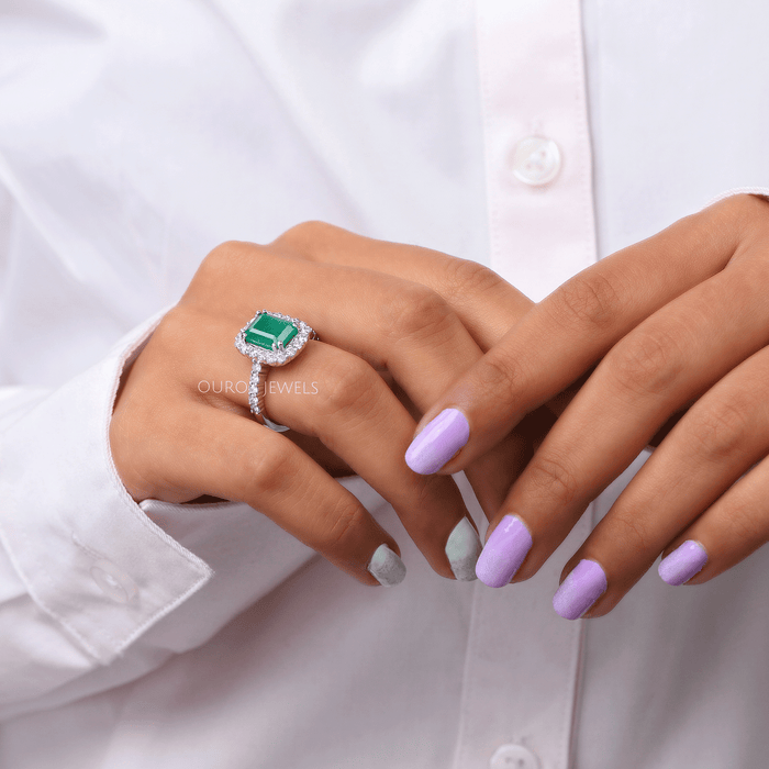 natural gemstone halo engagement ring 