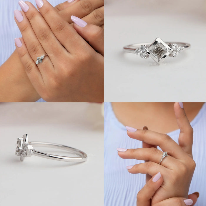 Collage of Princess And Round Cut  Eco Friendly Diamond Engagement Ring