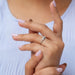 In Finger View of princess brilliant cut Lab made diamond engagement ring    