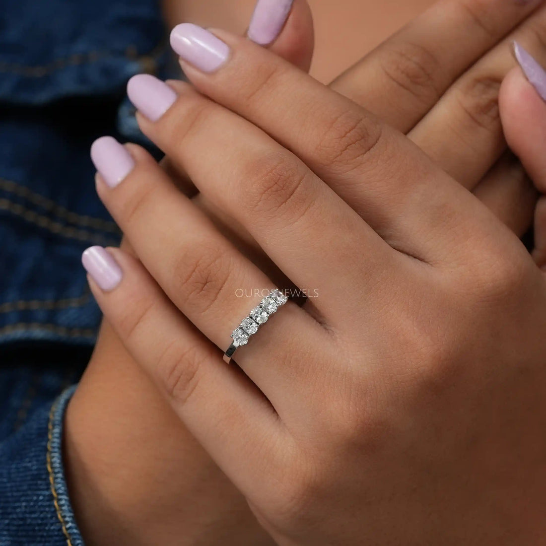 Five Stone Oval Diamond Wedding Ring