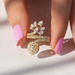 [A Women Holding Pear Double Halo Engagement Ring]-[Ouros Jewels]