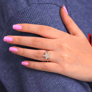 In Finger Look Of Star Shape Lab Created Diamond Engagement Ring