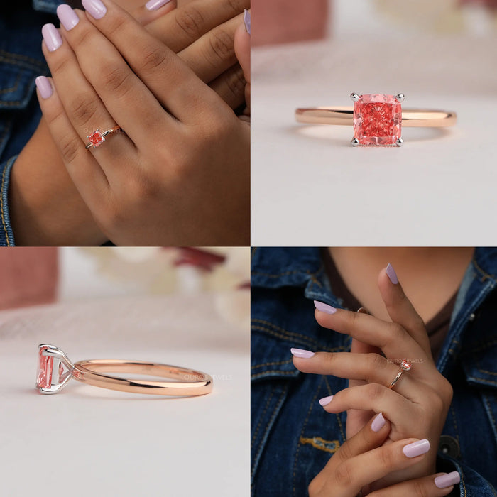 Collage of Cushion Cut Eco Friendly Diamond Engagement Ring