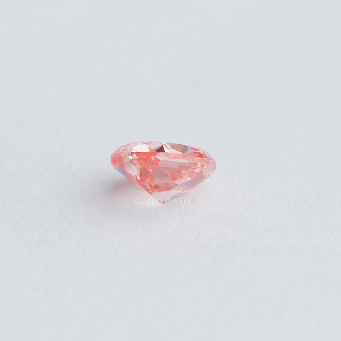 [Side View of Pink Cushion Cut Lab Diamond]-[Ouros Jewels]