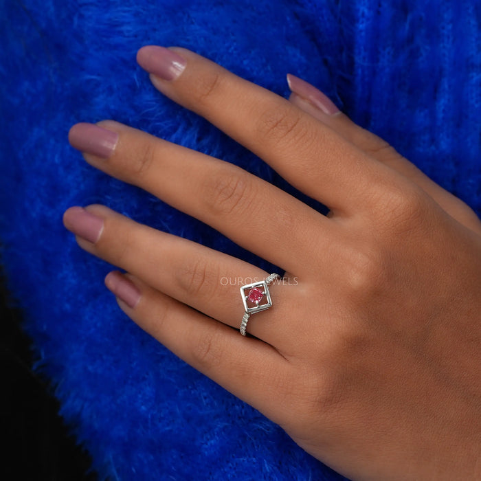 Make your day special with pink cushion cut solitaire engagement ring.