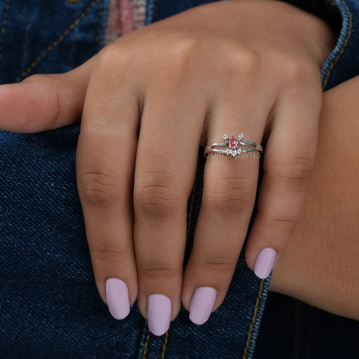 [Pink Oval Diamond Ring]-[Ouros Jewels]