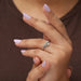 In Finger Side View Of Princess Cut Diamond Ring with Cluster Setting 