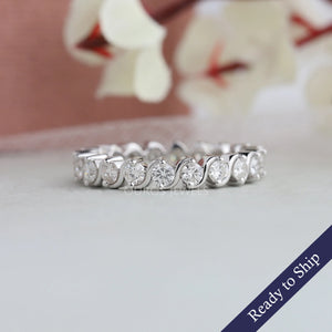 Round Cut Lab Grown Diamond Full Eternity Wedding Band