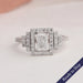 Radiant cut halo lab grown diamond engagement ring in 14k white gold