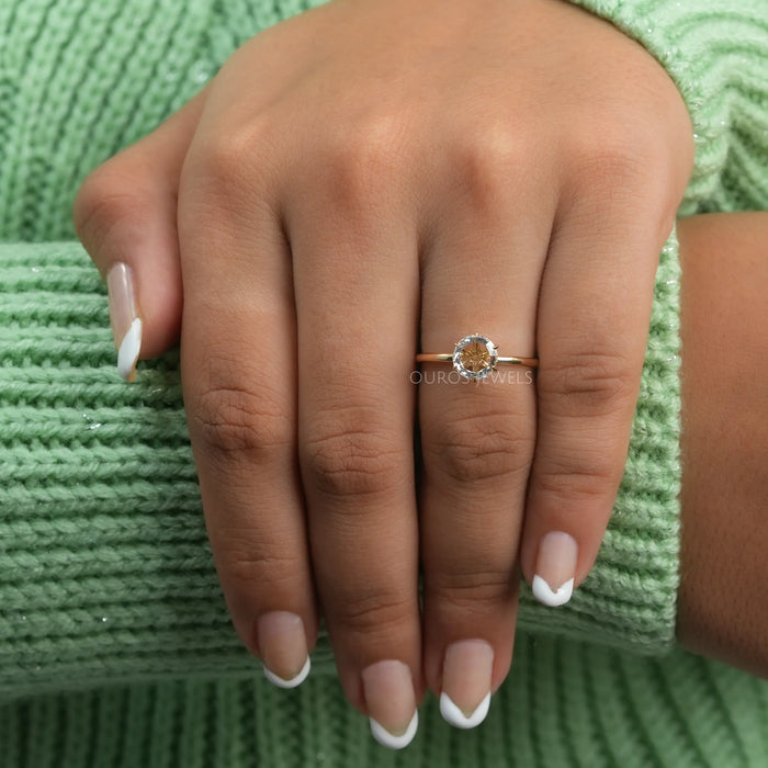 [Rose Cut Round Solitaire Diamond Ring]-[Ouros Jewels]