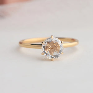 [Rose Cut Round Solitaire Diamond Engagement Ring]-[Ouros Jewels]