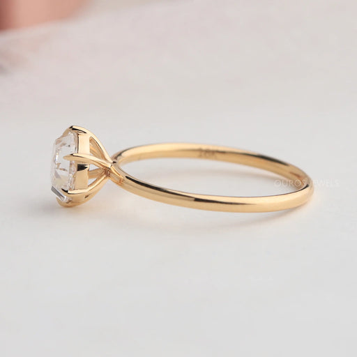 side view of rose cut lab diamond 6 prong solitaire engagement ring