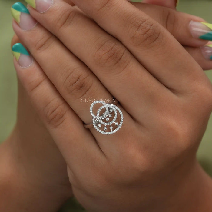 Shining lab made diamond wedding ring with silver and VS clarity diamonds