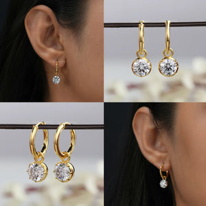 round diamond drop earrings